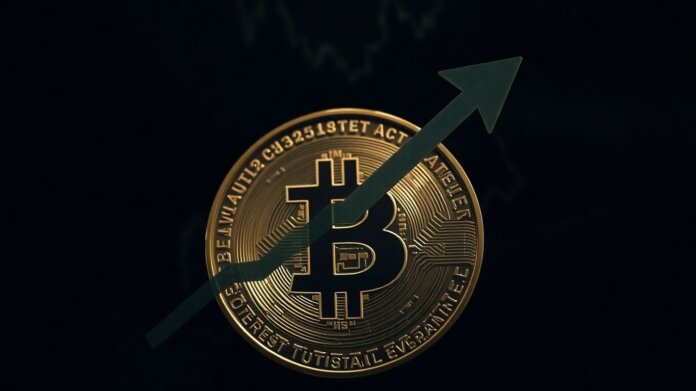 Crypto coin with downward arrow