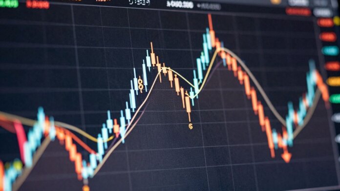 Coin volatility index concept with fluctuating digital currency symbols.
