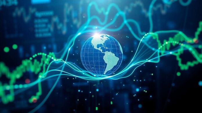Global cryptocurrency market index visualization.