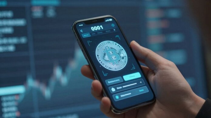 Fidelity crypto account on a smartphone screen.